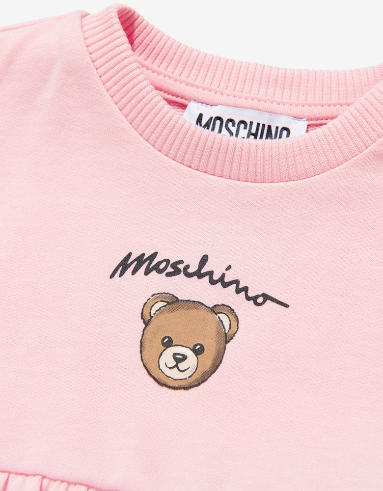 Baby Girls Bear Pocket Dress in Pink