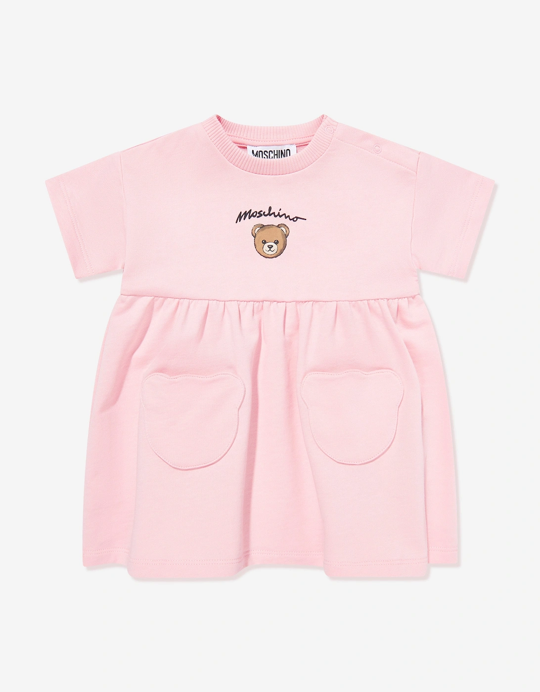 Baby Girls Bear Pocket Dress in Pink, 5 of 4