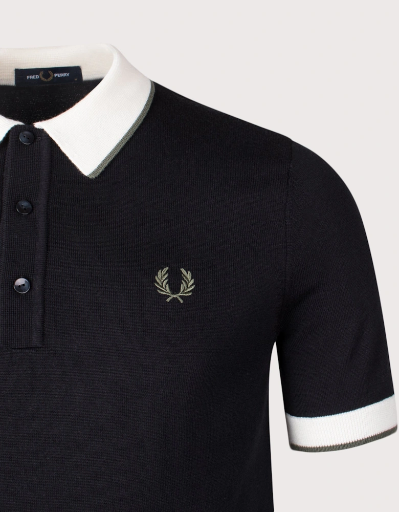 Contrast Tipped Knitted Polo Shirt