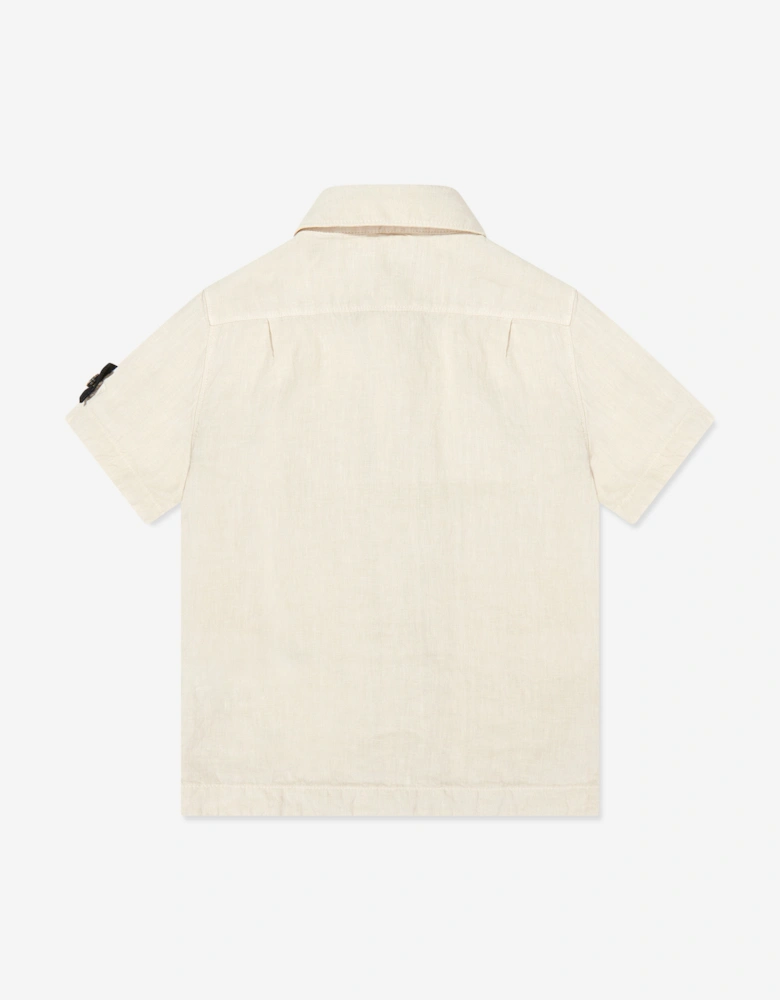 Boys Linen Pocket Shirt in Ivory