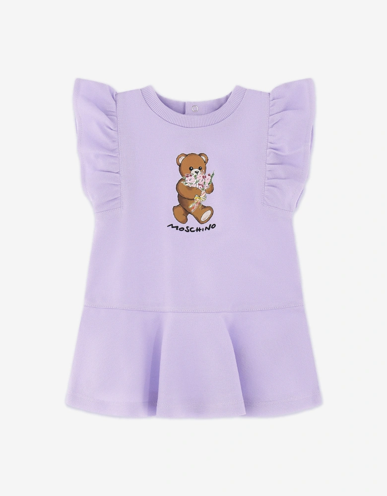 Baby Girls Teddy Bear Dress in Purple
