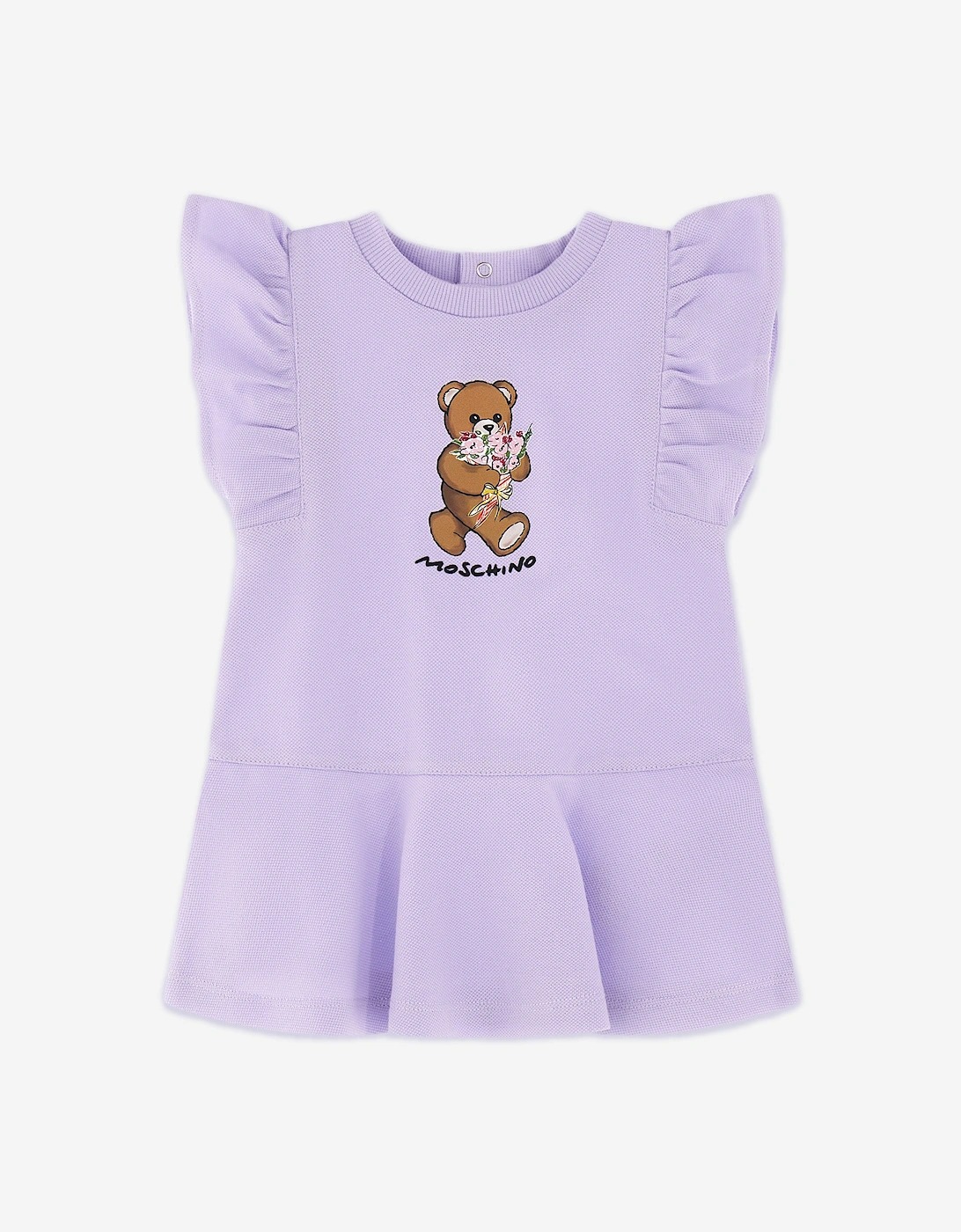 Baby Girls Teddy Bear Dress in Purple, 5 of 4