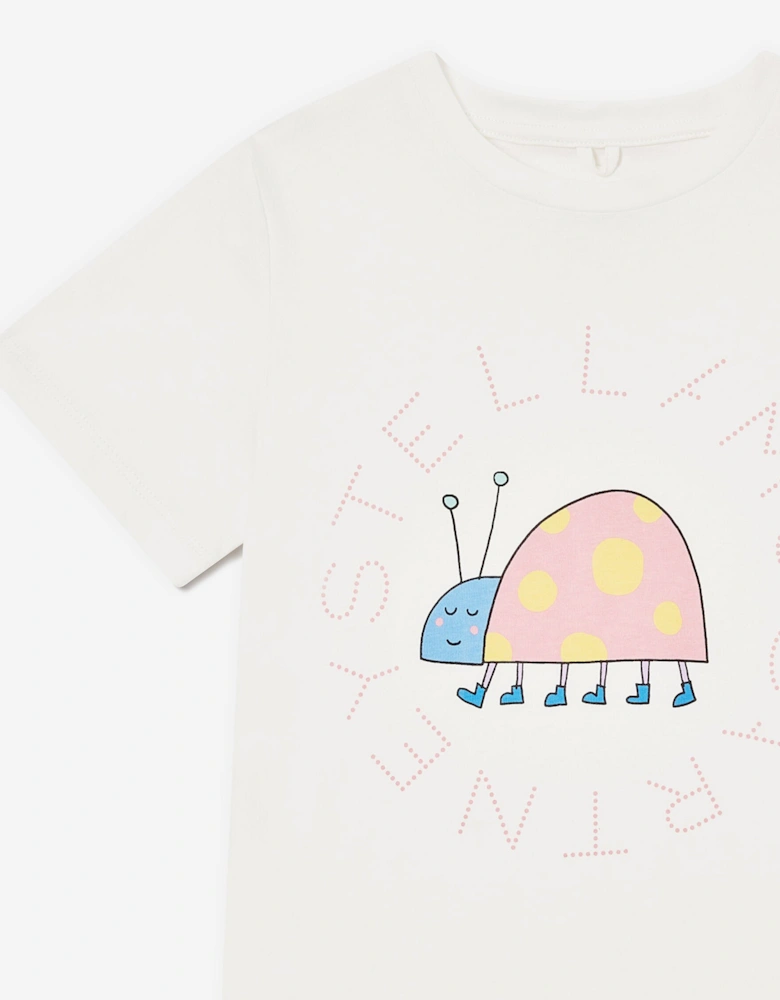 Girls Ladybird Logo T-Shirt in Ivory