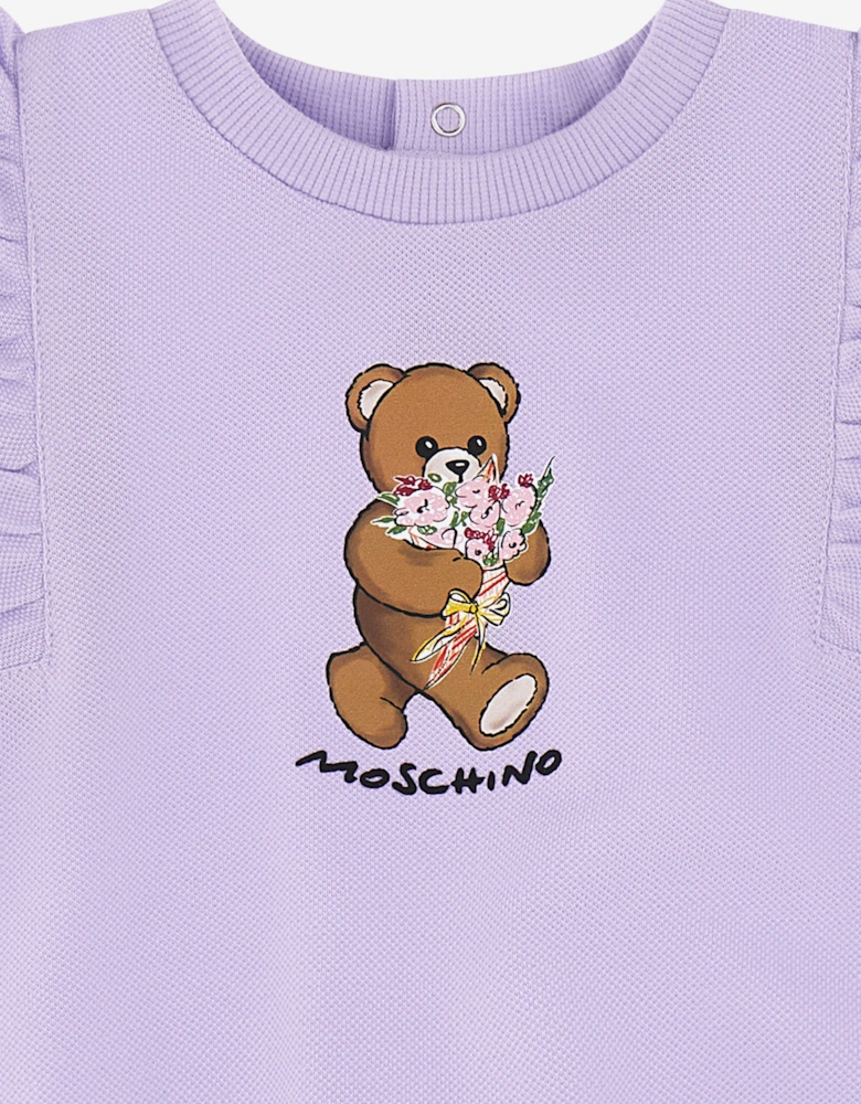 Baby Girls Teddy Bear Dress in Purple