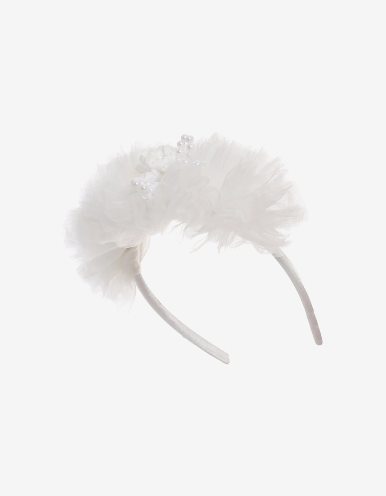 Girls Occasion Dress with Headband in Ivory