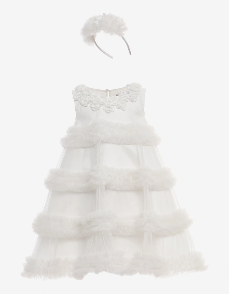 Girls Occasion Dress with Headband in Ivory