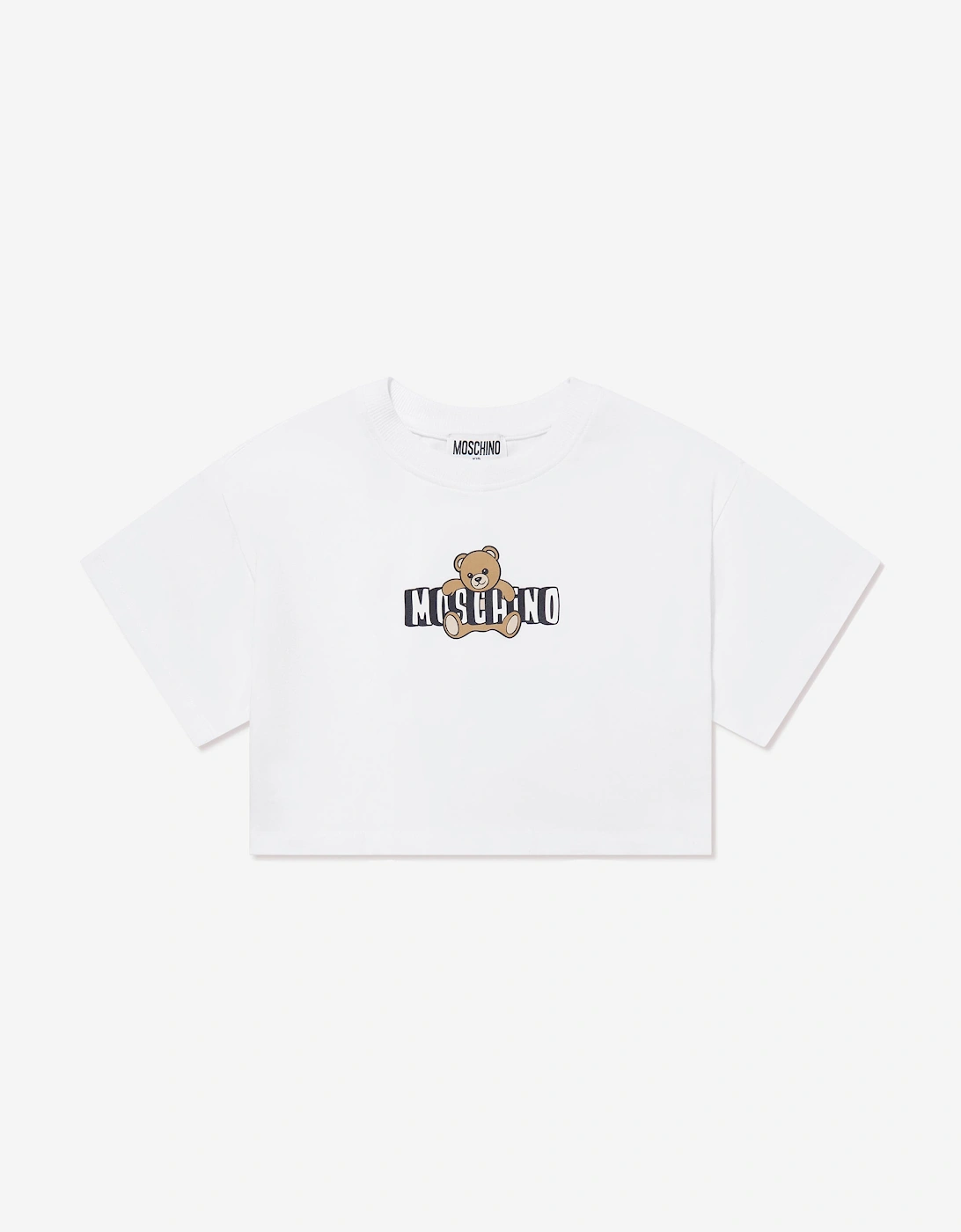 Girls Teddy Bear Logo T-Shirt in White, 5 of 4