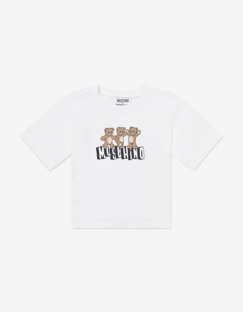 Kids Teddy Bear Logo T-Shirt in White