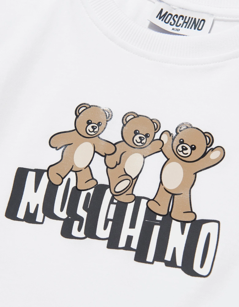 Kids Teddy Bear Logo T-Shirt in White