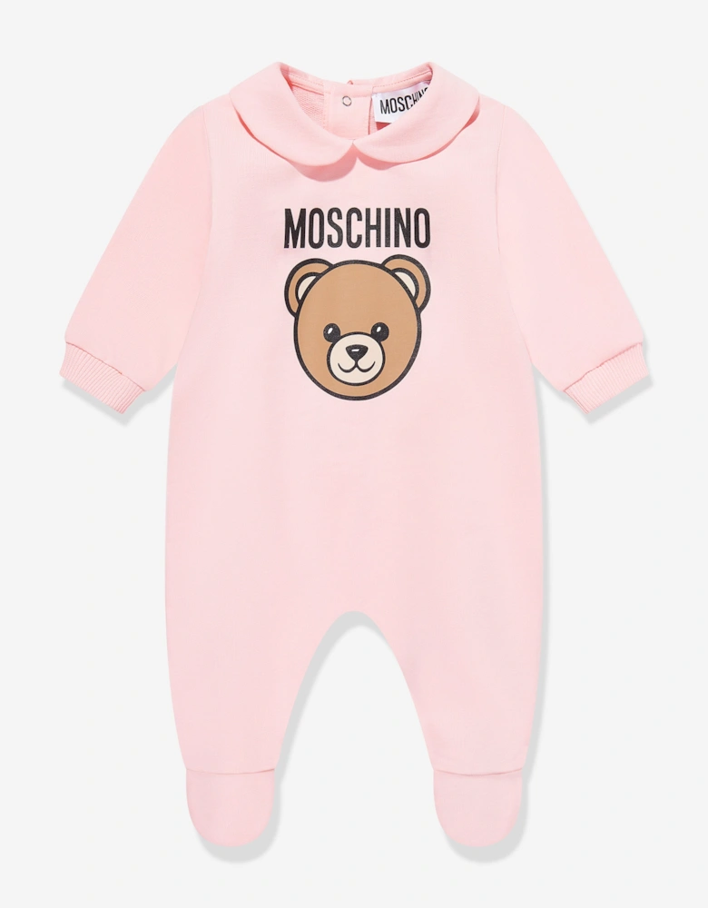 Baby Girls Bear Logo babygrow Set in Pink