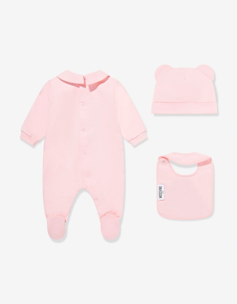 Baby Girls Bear Logo babygrow Set in Pink
