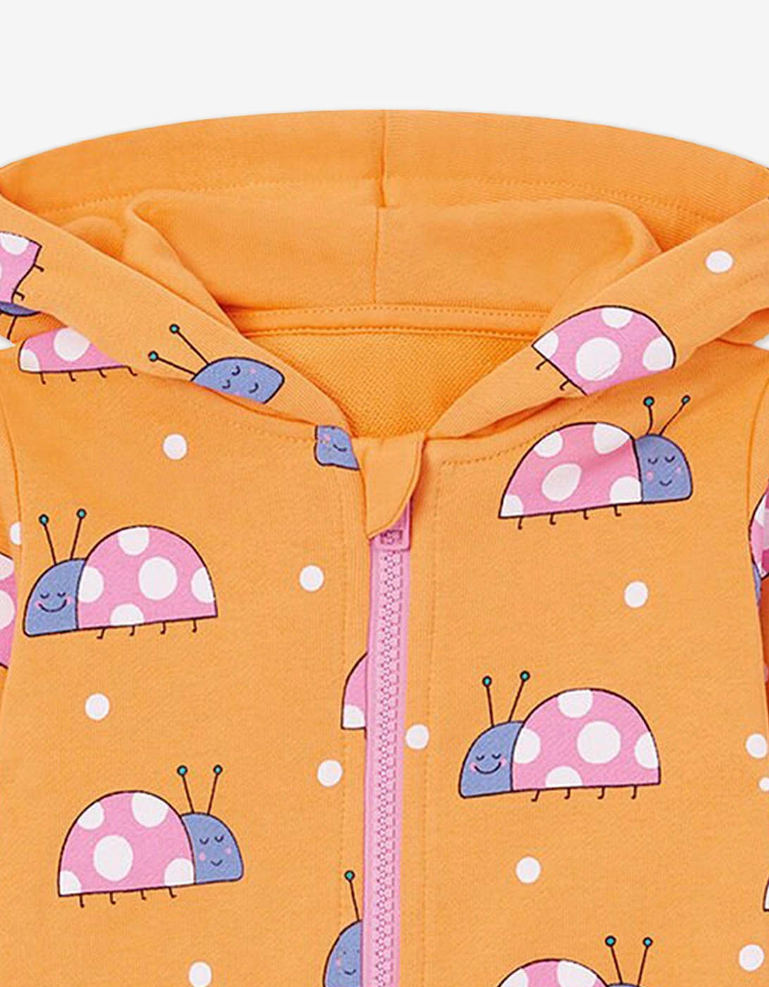 Baby Girls Ladybird Zip Up Top in Orange