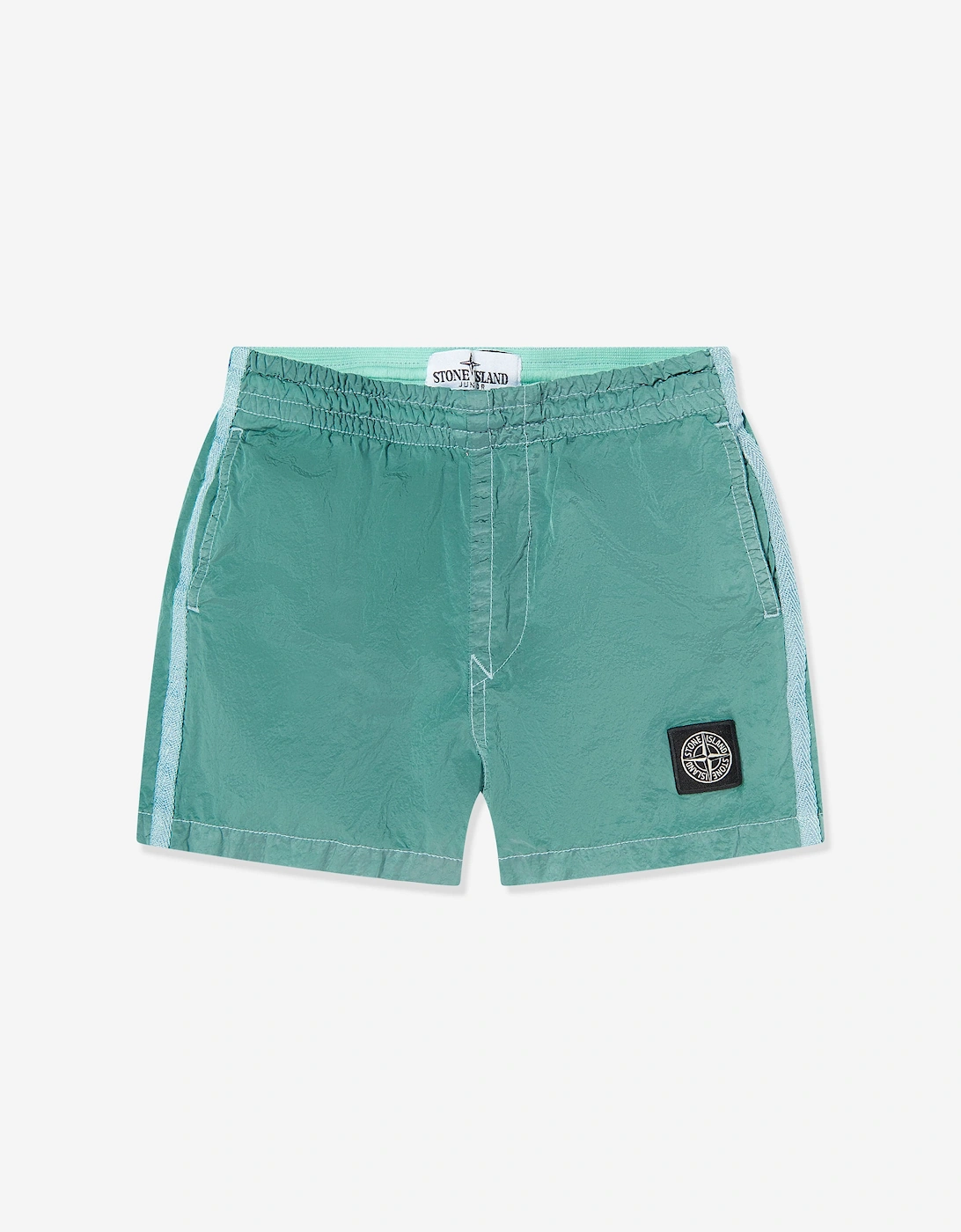 Boys Compass Logo Swim Shorts in Green, 5 of 4