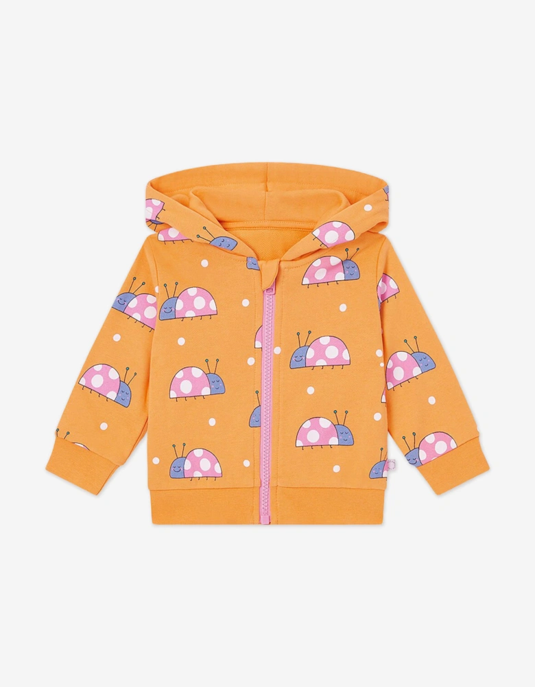 Baby Girls Ladybird Zip Up Top in Orange