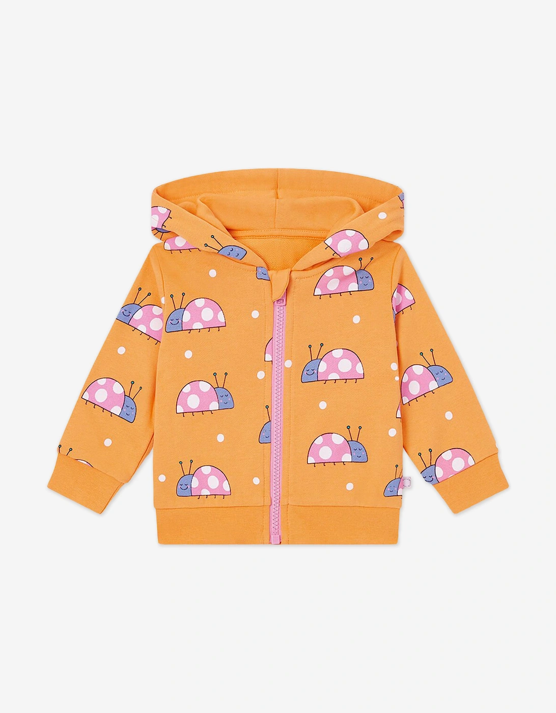 Baby Girls Ladybird Zip Up Top in Orange, 5 of 4
