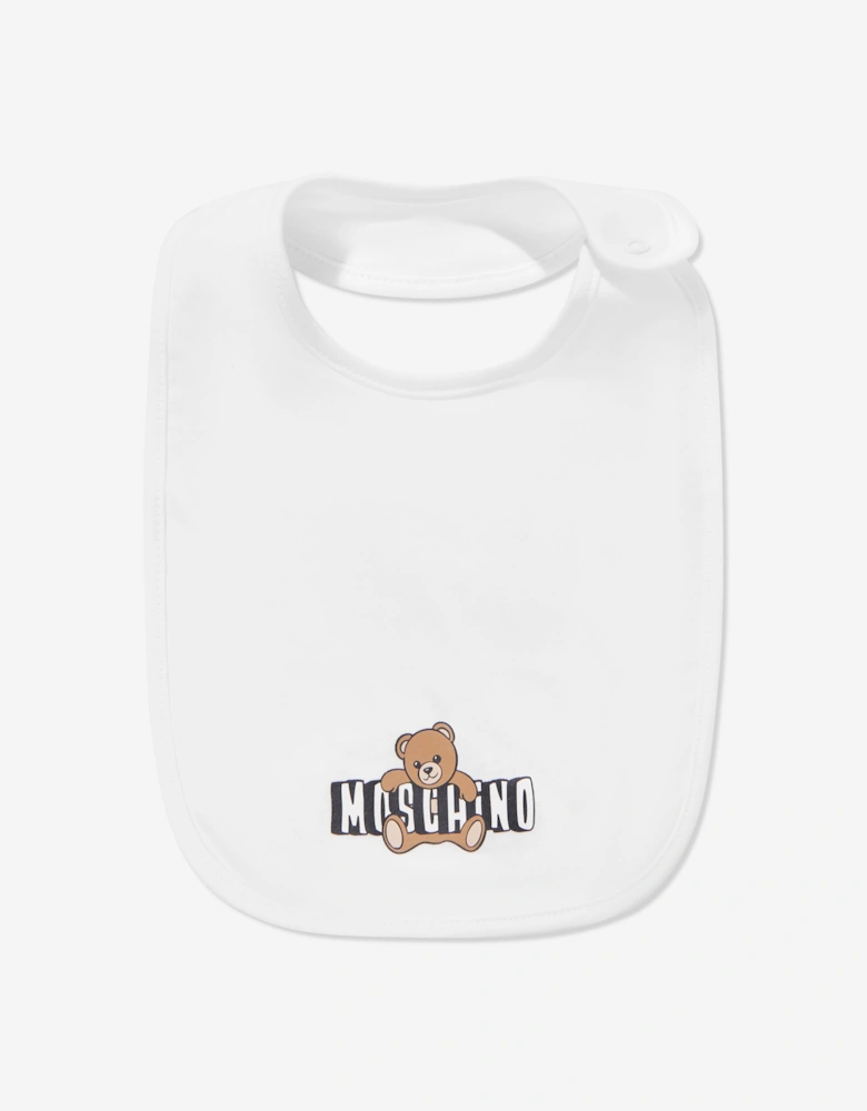 Baby Teddy Bear Logo Babygrow Set in White