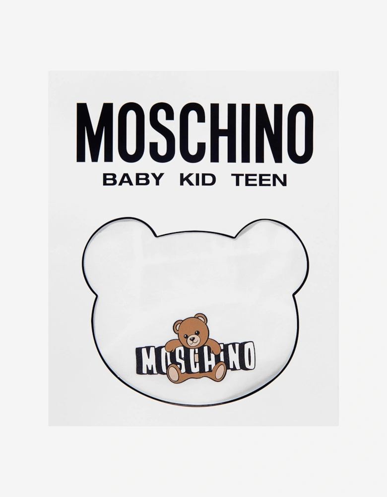 Baby Teddy Bear Logo Babygrow Set in White