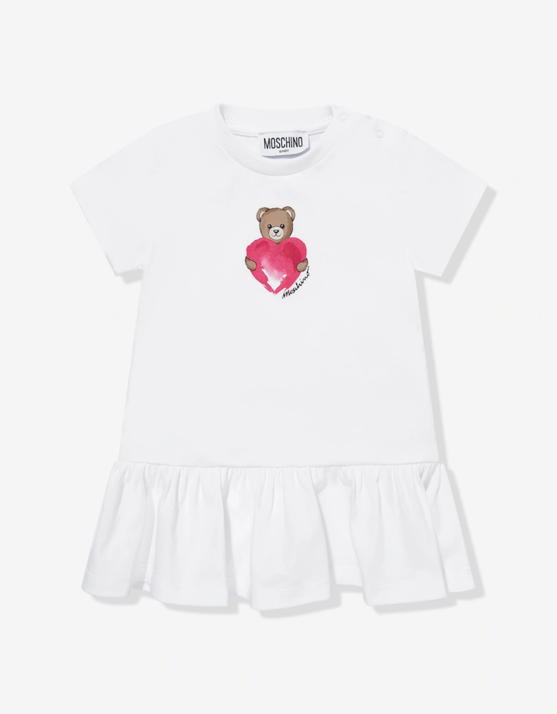 Baby Girls Teddy Heart Dress in White