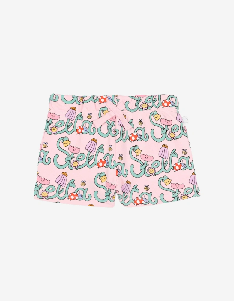Baby Girls Flower Logo Shorts in Pink