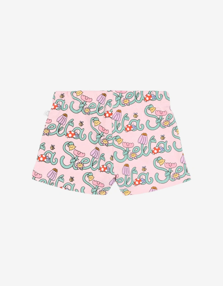 Baby Girls Flower Logo Shorts in Pink