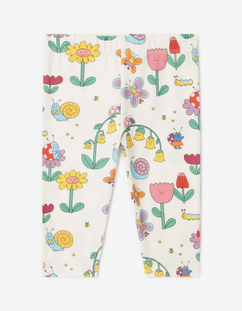 Baby Girls Flowers and Bug Leggings in Ivory