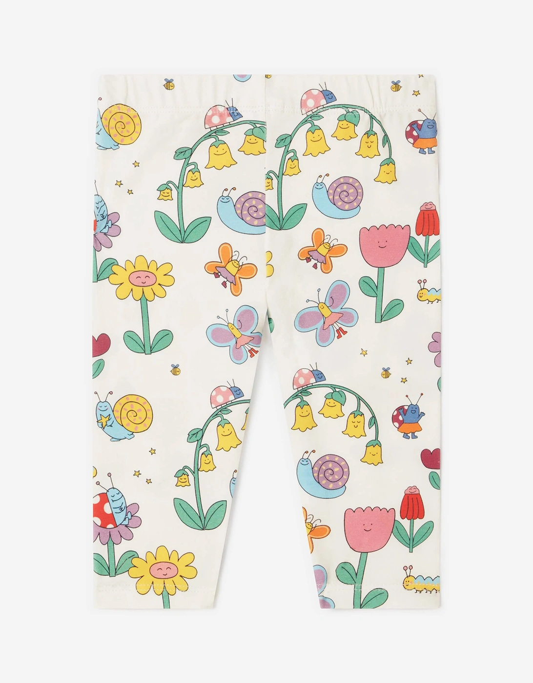 Baby Girls Flowers and Bug Leggings in Ivory