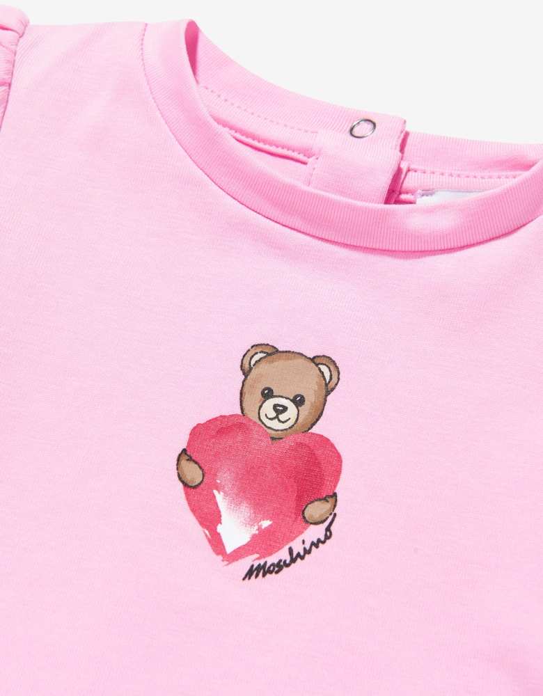 Baby Girls Teddy Heart T-Shirt in Pink
