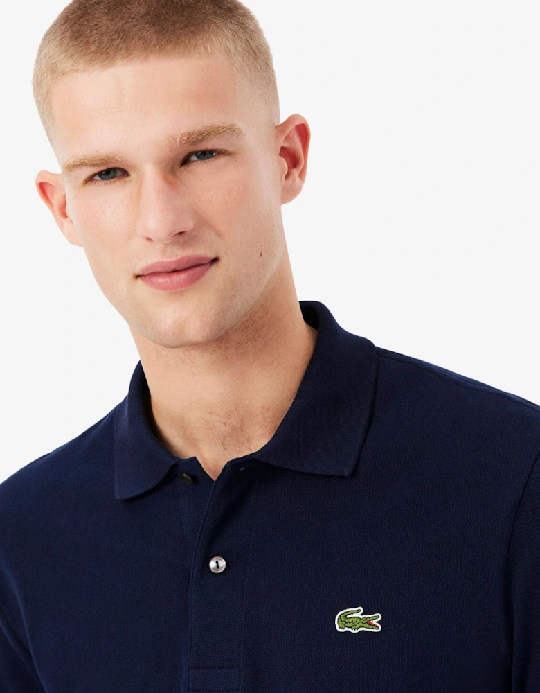Original L.12.12 Mens Long Sleeve Cotton Polo Shirt - Navy Blue 166
