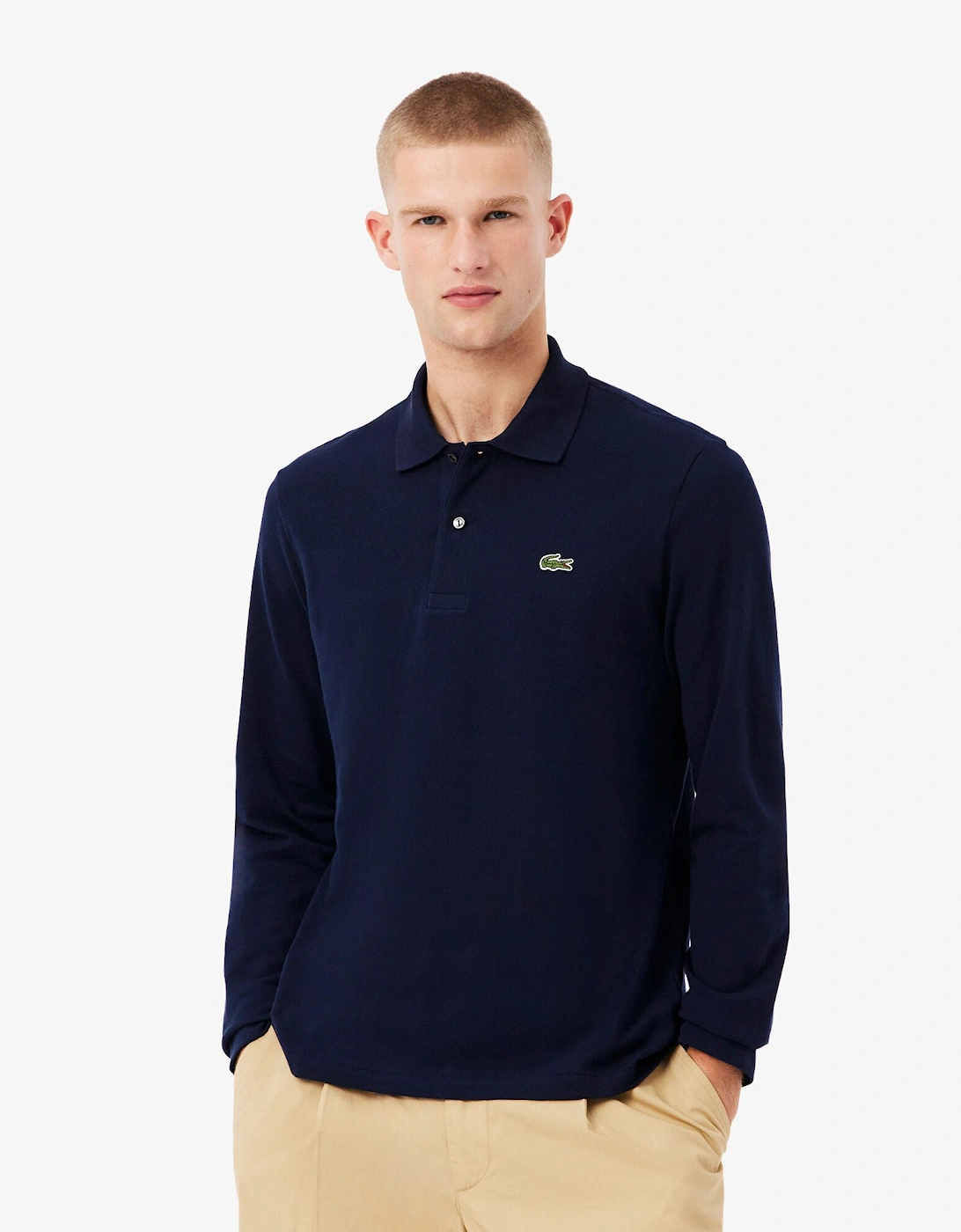 Original L.12.12 Mens Long Sleeve Cotton Polo Shirt - Navy Blue 166, 7 of 6