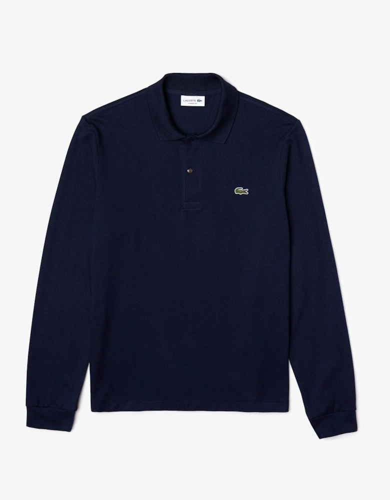 Original L.12.12 Mens Long Sleeve Cotton Polo Shirt - Navy Blue 166