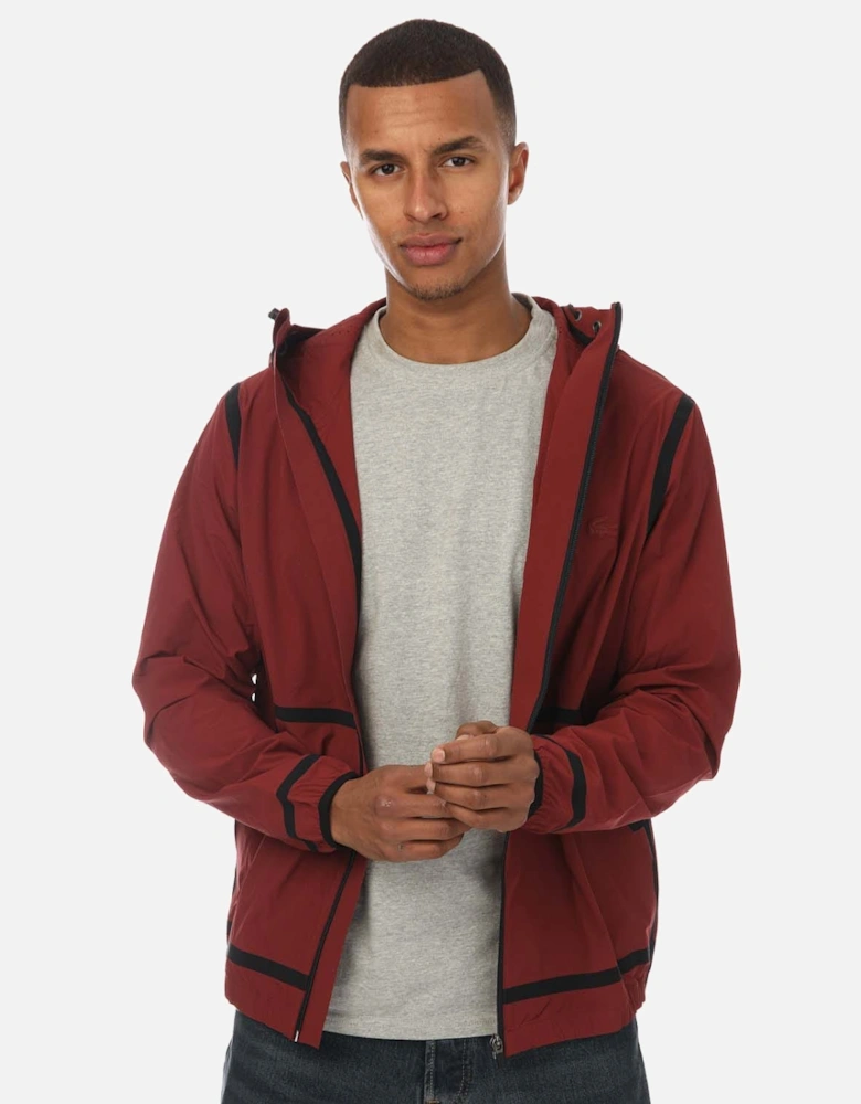 Mens Hooded Lettering Light Zip Jacket