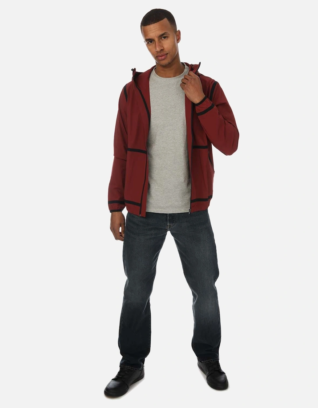 Mens Hooded Lettering Light Zip Jacket