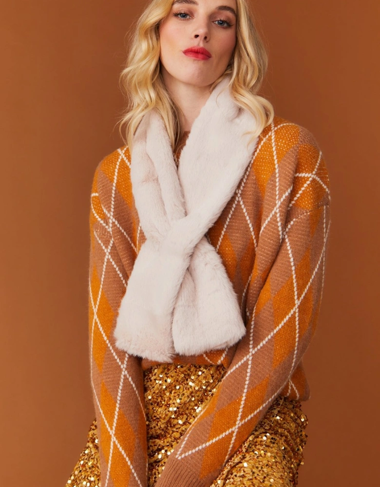Faux Fur Scarf in Cream