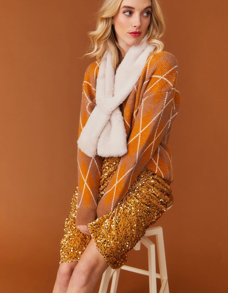 Faux Fur Scarf in Cream
