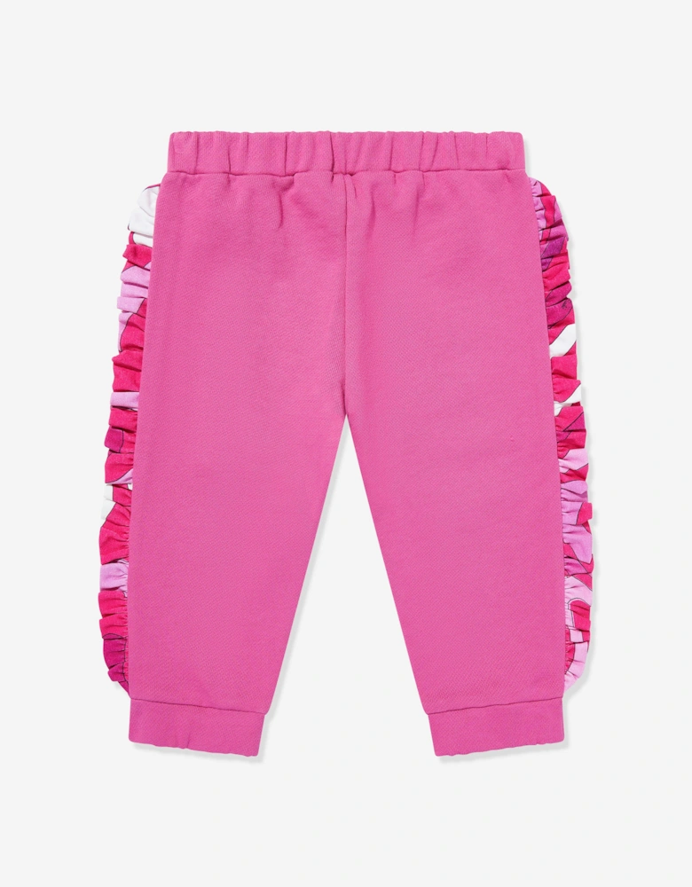 Baby Girls Ruffle Trim Joggers in Pink