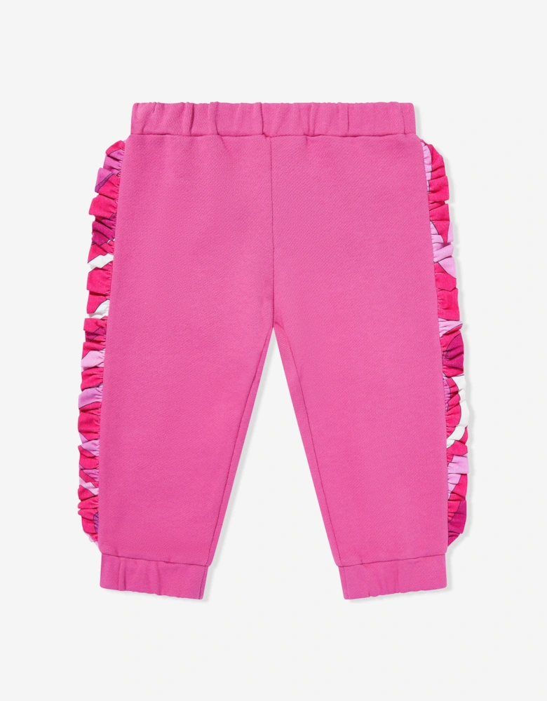 Baby Girls Ruffle Trim Joggers in Pink
