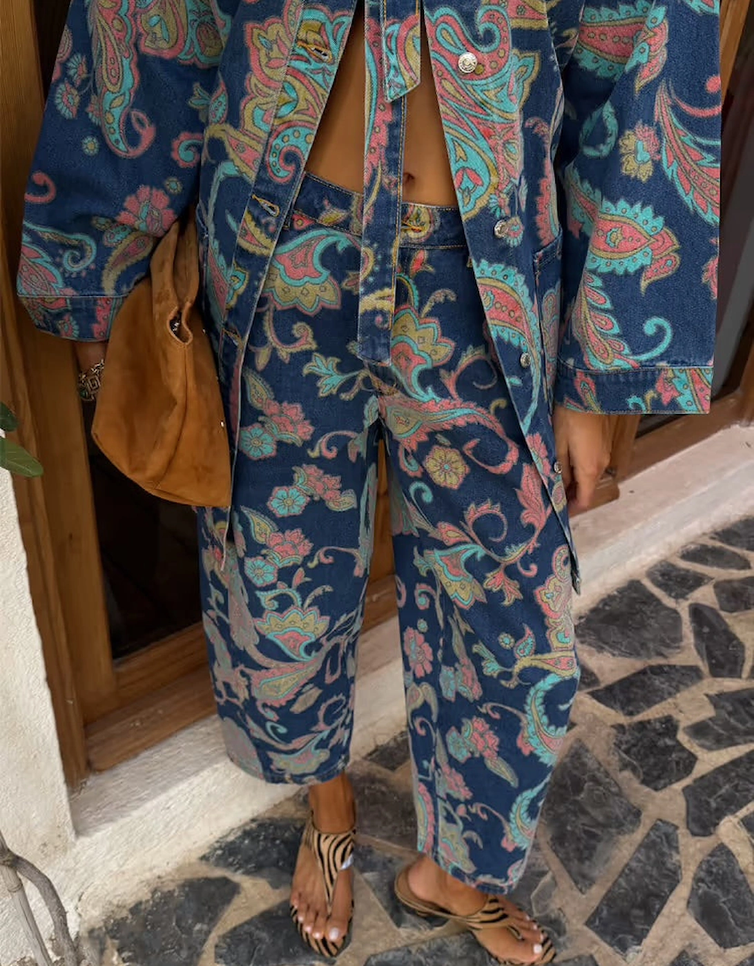 Denim Paisley barrel leg jeans, 7 of 6