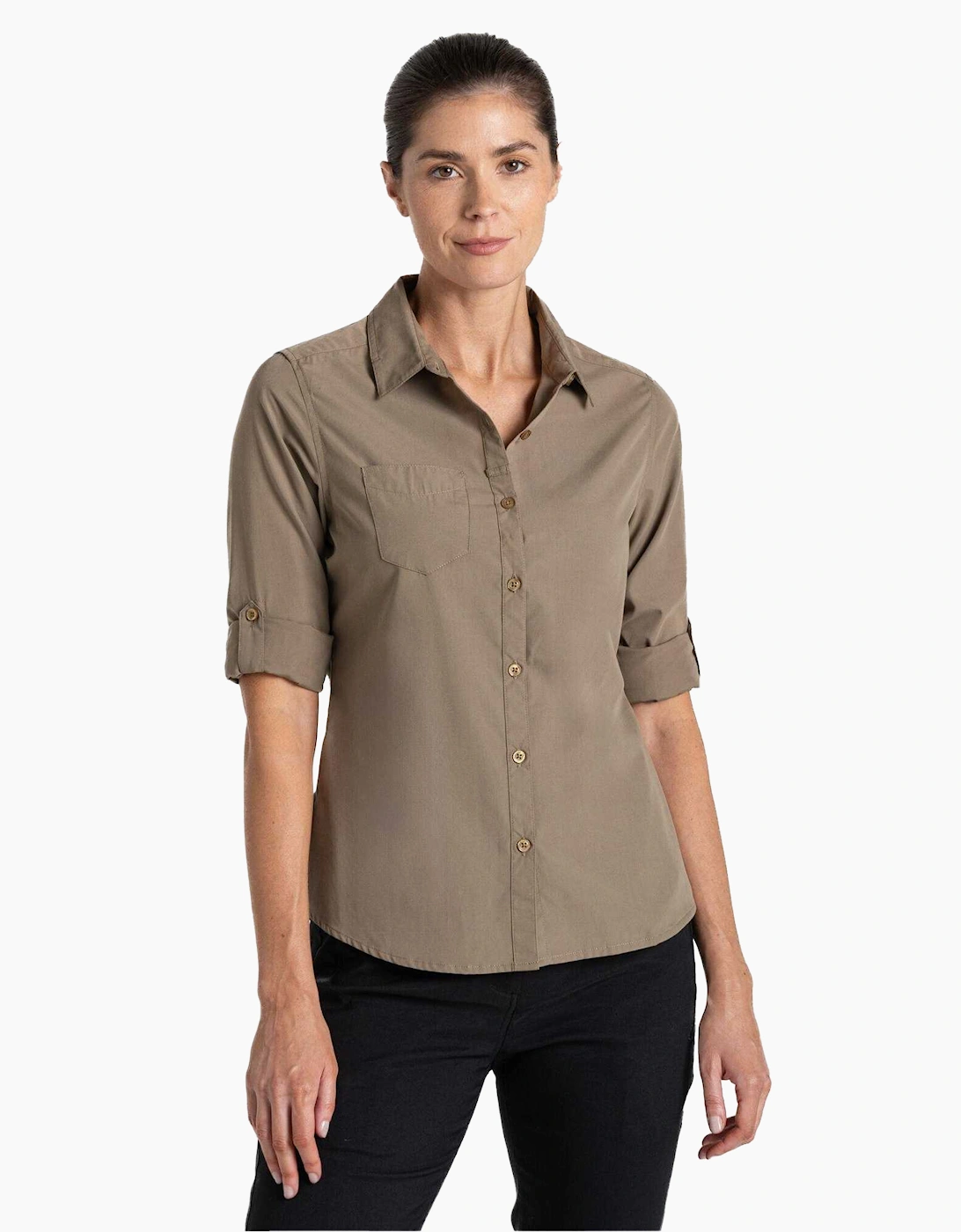 Craghoppers Women's Dark/Green Kiwi Long-Sleeved Shirt - Cedar - 12 Uk - Cedar - 65% Polyester/35% Cotton - Image 3