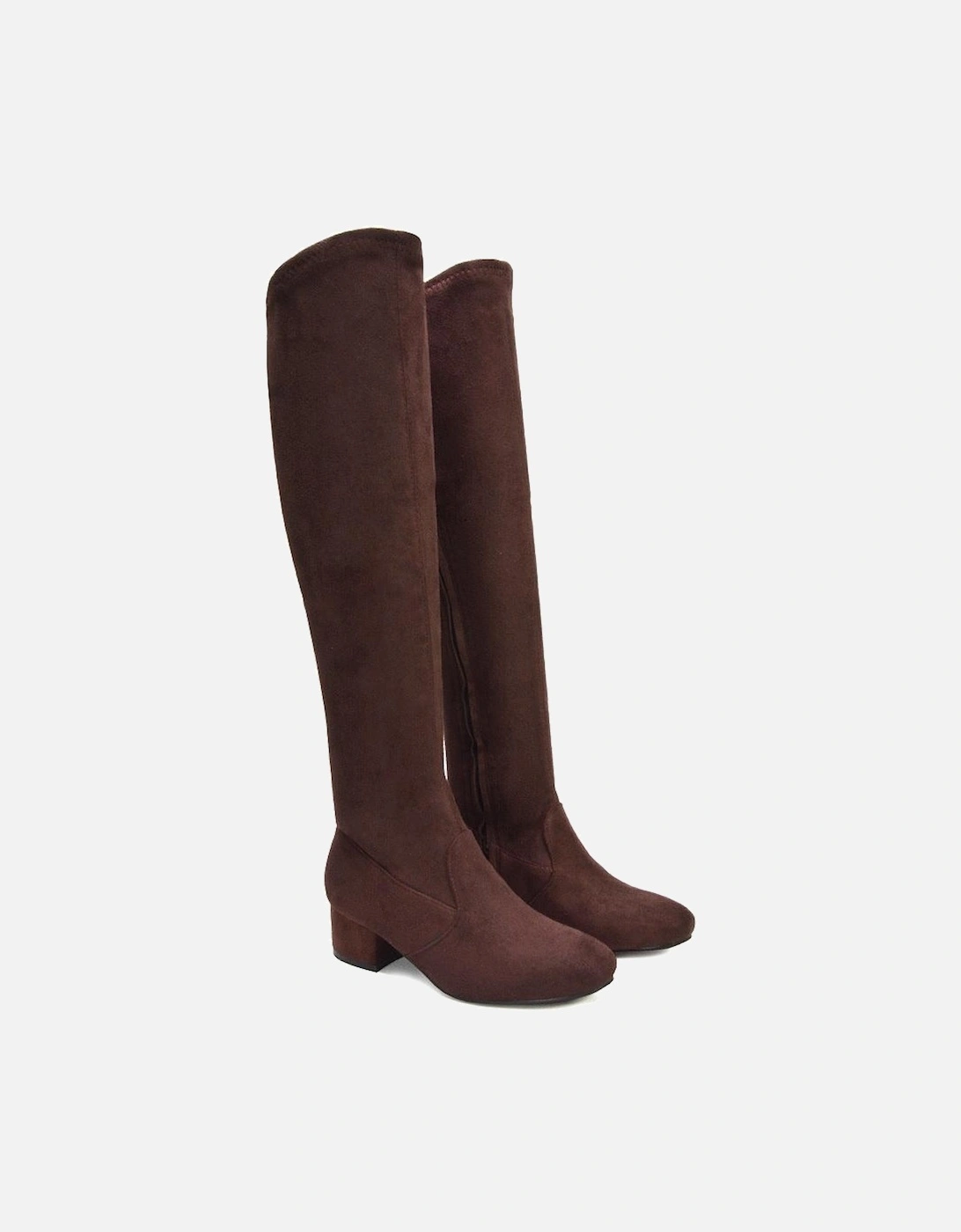 Womens/Ladies June Low Block Heel Knee-High Boots