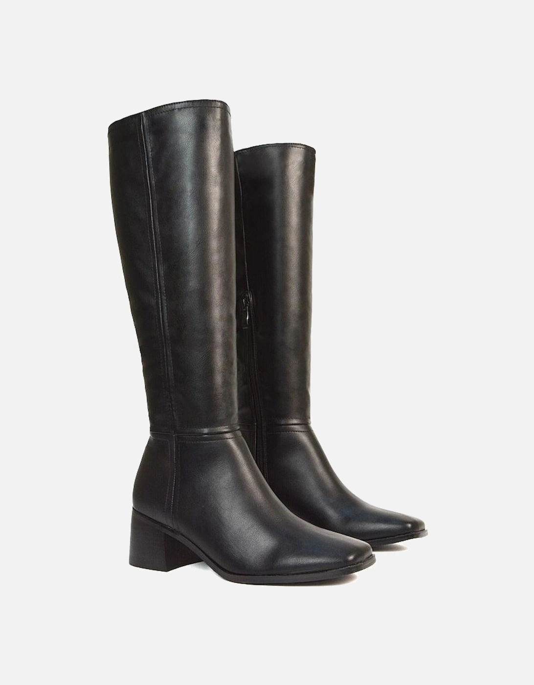 Womens/Ladies Ruby Square Toe Side Zip Low Heel Knee-High Boots