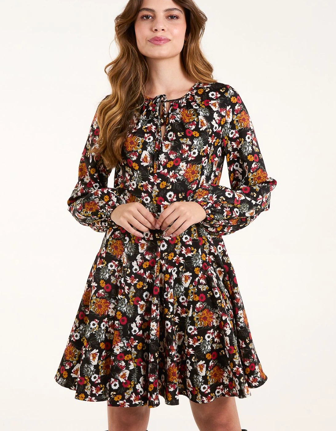 Tie Front Blouson Godet Dress, 2 of 1