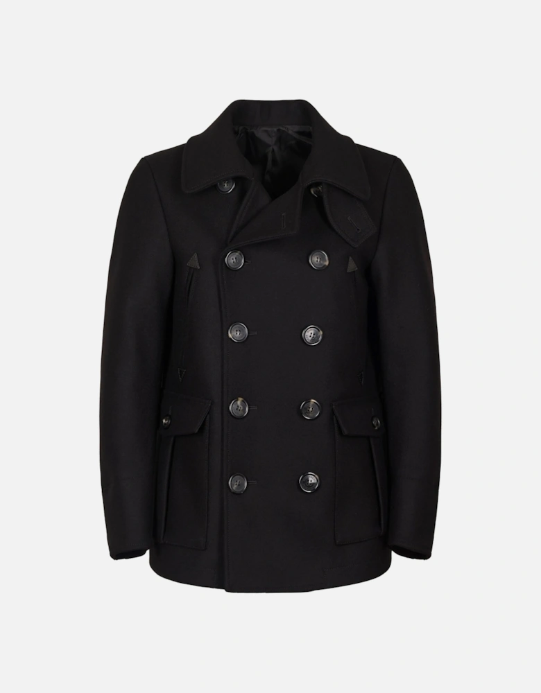 Felted Wool Peacoat Black