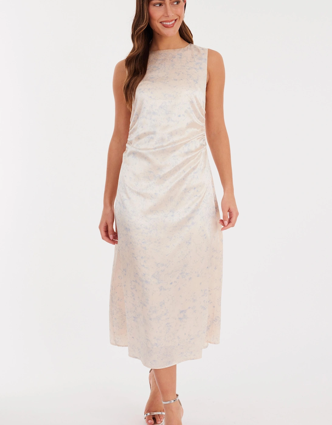 Off White Marble Satin Midaxi Dress, 2 of 1