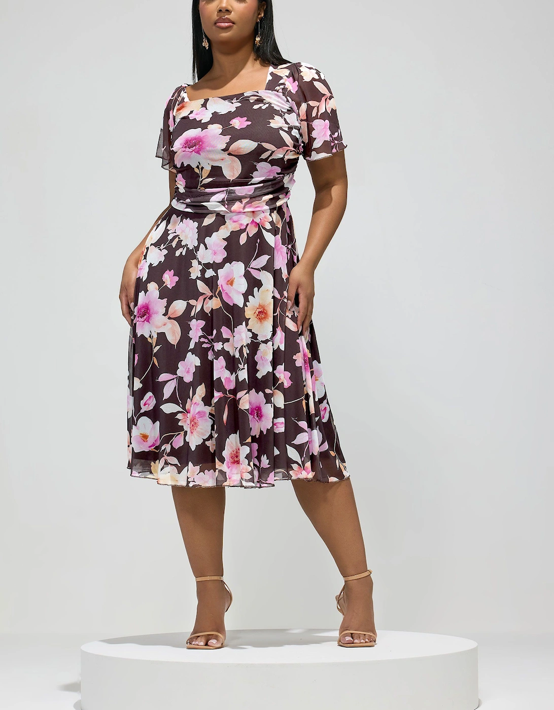 Floral Mesh Midi Dress, 2 of 1