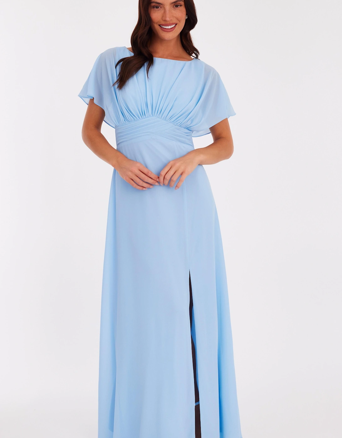 Blue Chiffon Angel Sleeve Maxi Dress, 2 of 1