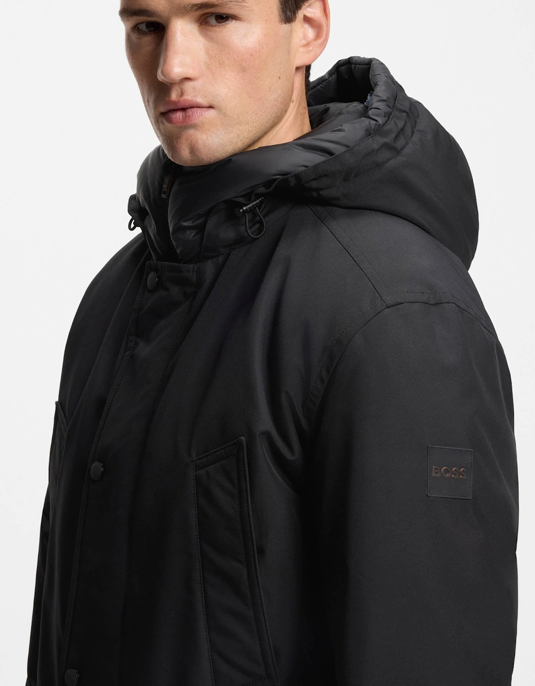 BOSS Orange Osiass Mens Water Repellent Jacket with Contrasting Trims  - Black 001