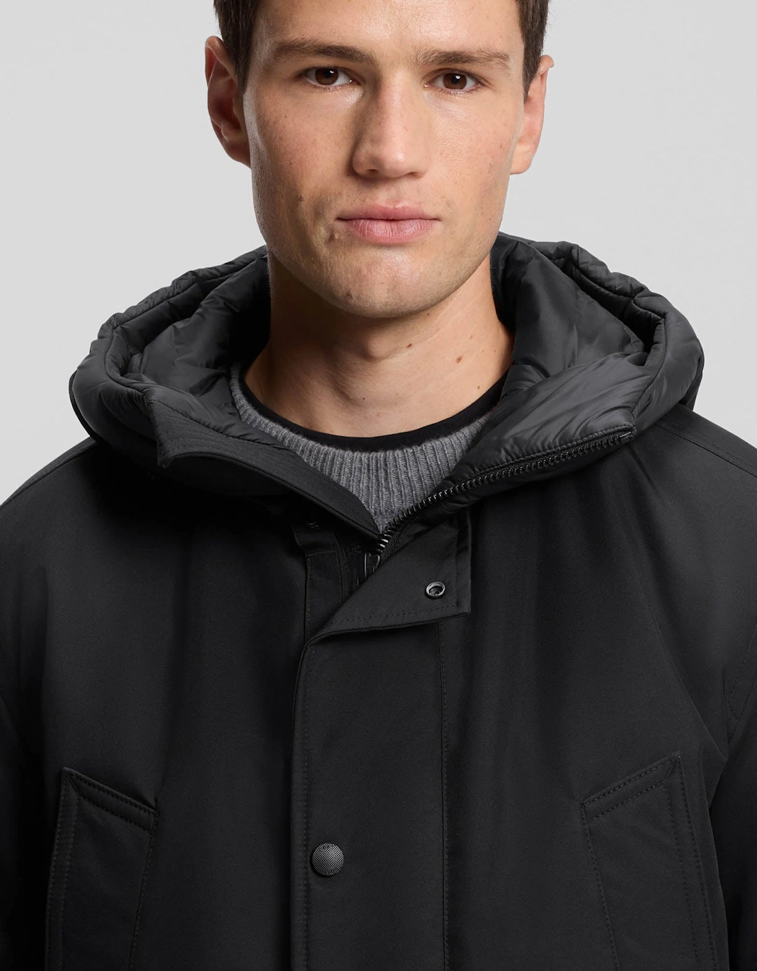 BOSS Orange Osiass Mens Water Repellent Jacket with Contrasting Trims  - Black 001