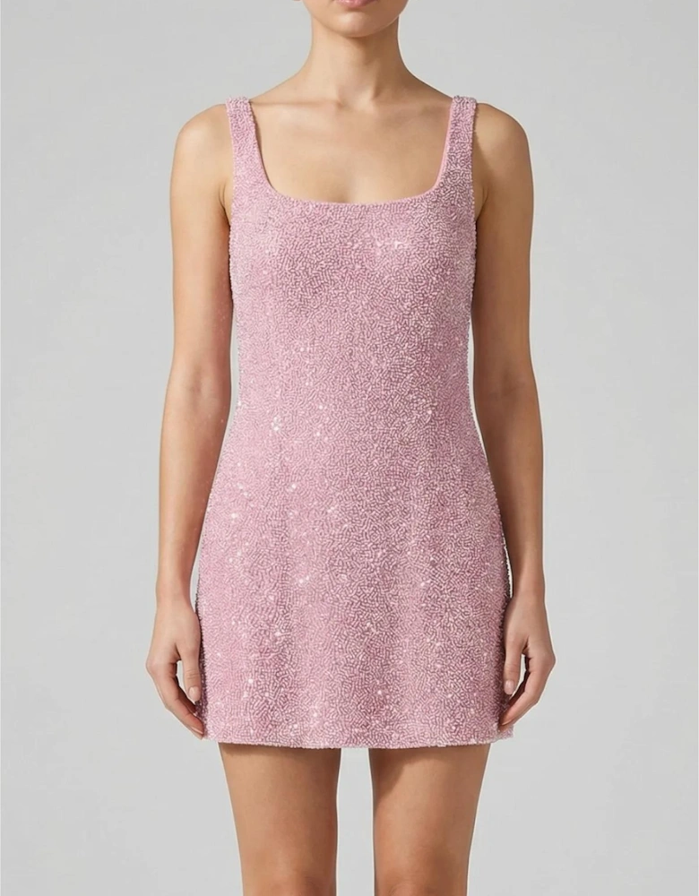 Sofia Hand Beaded Dress Pale Pink