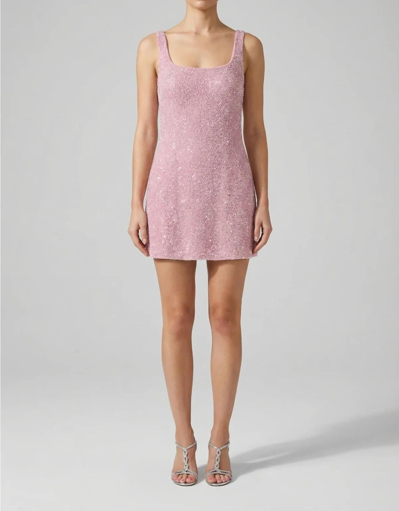 Sofia Hand Beaded Dress Pale Pink