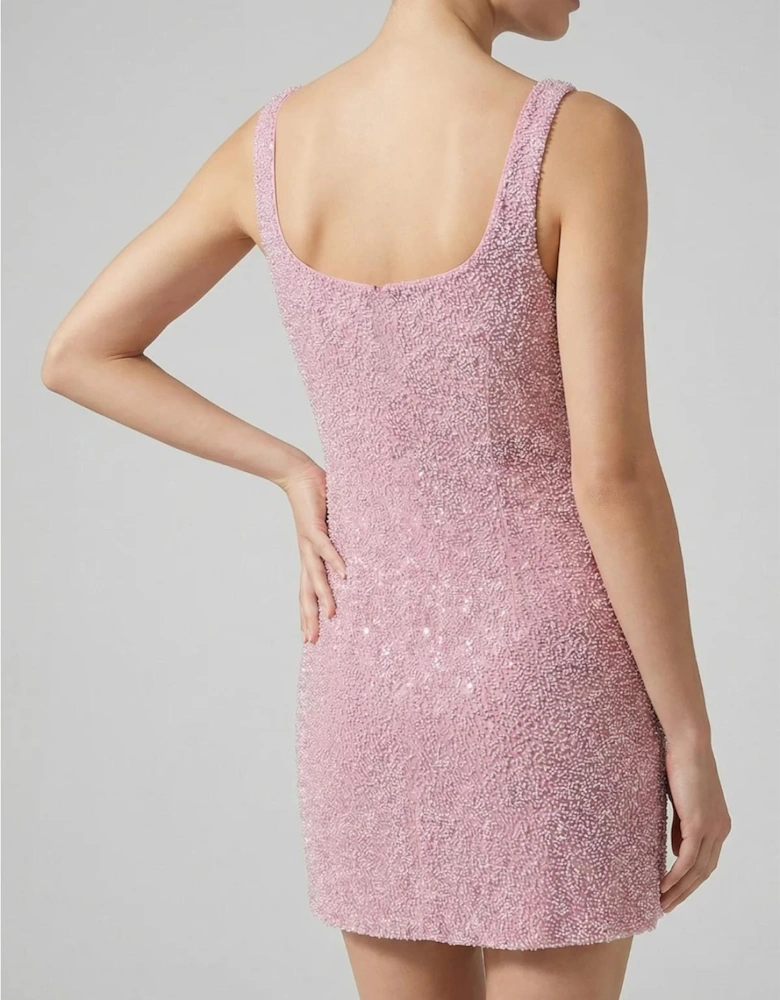 Sofia Hand Beaded Dress Pale Pink